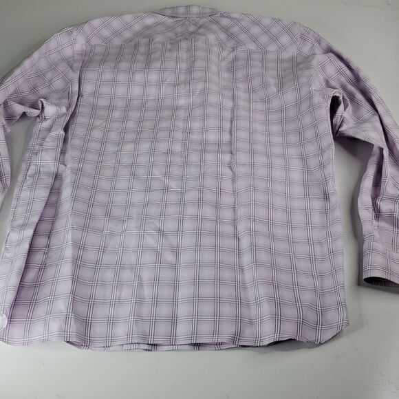 L Austin Reed LONDON BUTTON FRONT purple white PLAID MEN'S SHIRT Large - Picture 10 of 13